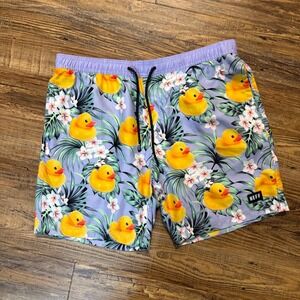 Neff Rubber Ducky Volley Shorts Mens XL Purple Excellent Swim Trunks Rubber Duck